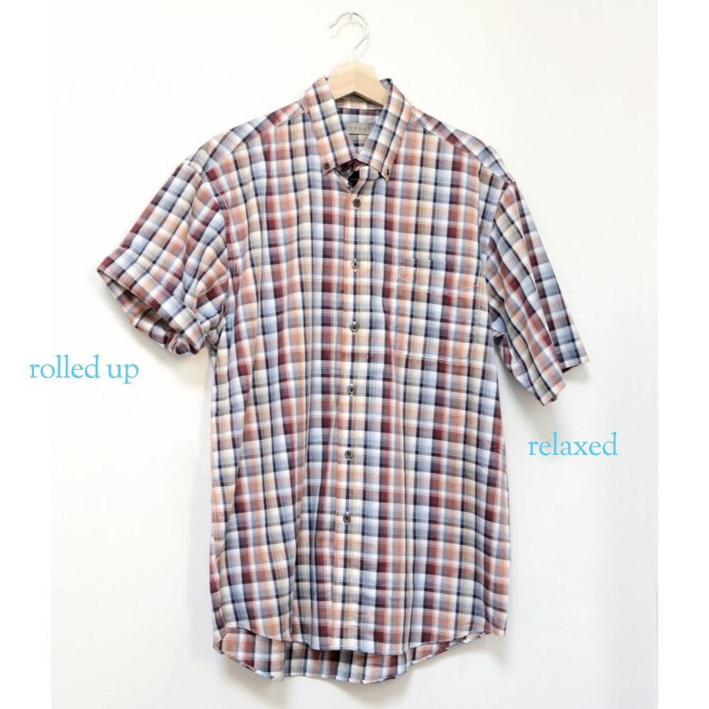 Men's Size Medium Plaid Short Sleeve Button Down Shirt by Retreat